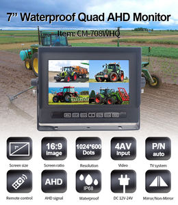7 인치 야외 방수 쿼드 분할 화면 후면보기 모니터 4Ch AHD 농업 기계 모니터링 시스템 반전 모니터 - Product Image 6