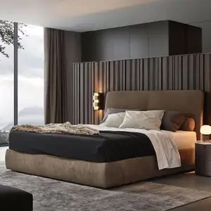 Lussuoso letto imbottito in pelle camera da letto dell'hotel imposta singolo letto matrimoniale King Size mobili camera da letto moderna struttura domestica letti in legno
