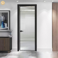Porte de salle de bain en verre Changhong au design moderne pour villa, porte à battant en alliage d'aluminium, coupe-vent, finition élégante