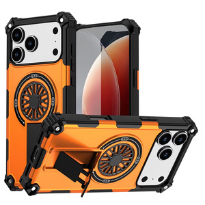 Nhà máy bán Stylish vui Magnetic con quay hồi chuyển đứng cho iPhone 16 Pro Max lai Armor trường hợp điện thoại với được xây dựng trong chân đế - Product Image 1