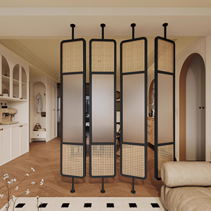 Khung kim loại hiện đại 3 tấm vách ngăn kính xoay cho phòng khách lối vào nhà sử dụng biệt thự thương mại khách sạn - Product Image 1