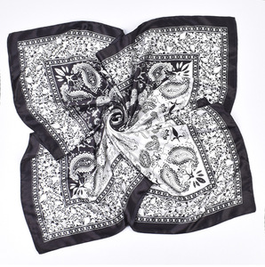 Boho 컬러 블록 90*90cm 여성 레이디 실키 헤드랩 실크 새틴 머리 머리 포장 스카프 페이즐리 반다나 - Product Image 5