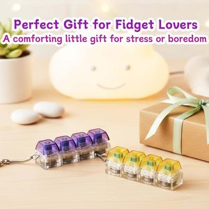 Best Quality 4 Keys Mechanical <b>Keyboard</b> Switch Keychain <b>Keycap</b> Tester Switches With LED Light & Relieve Stress Fidget Keychain - Product Image 3