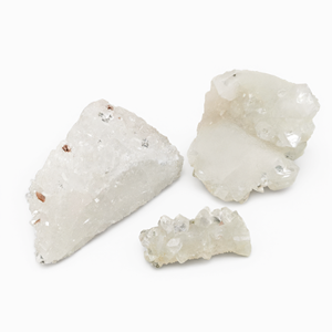 Ensemble d'apophylites sur calcite enduites, formes libres de minéraux naturels (lot de 3 pièces) -reiki/énergie/chakra/guérison -2 à 4 pouces - Product Image 2