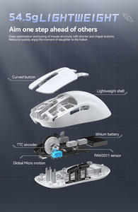 Souris personnalisée rechargeable, souris sans fil tri-mode, légère, Pixart 3311, jeu e-sport, souris filaire 2.4G BT USB - Product Image 4