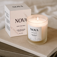 Bougie parfumée pour la maison NOVA Luxury Iridescent Glass |   Bâtons de cire de soja pure faits à la main, à combustion stable, sans fumée noire, pour les fêtes de la Saint-Valentin