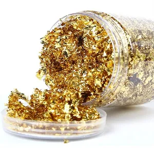 Factory Manufacturing Colorful Broken Gold Leaf Flakes Foil For Art Nail, Furniture Epoxy Resin DIY. Craft Gilding all Colors