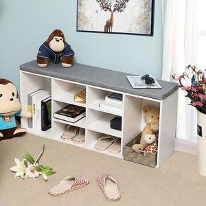 Mueble para zapatos con cojín para sentarse, 45x30x104cm, banco de almacenamiento blanco y marrón para organización en la entrada - Product Image 2