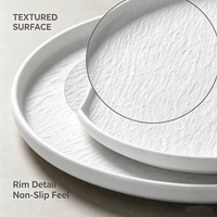 Assiette à dîner en mélamine polie, écologique, résistante au lave-vaisselle, durable, pour restaurant, hôtel, motif minimaliste en pierre