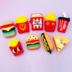 Benutzer definierte Luxus Pommes Frites Pizza Dekoration Mini Hamburger Donut Chips Fußball Soft PVC Schlüssel bund Anhänger - Product Image 2