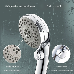 Hot bán áp lực cao cầm tay vòi hoa sen với on/off tạm dừng chuyển đổi 6 thiết lập tiết kiệm nước Vòi sen đầu phòng tắm 6-chức năng - Product Image 3