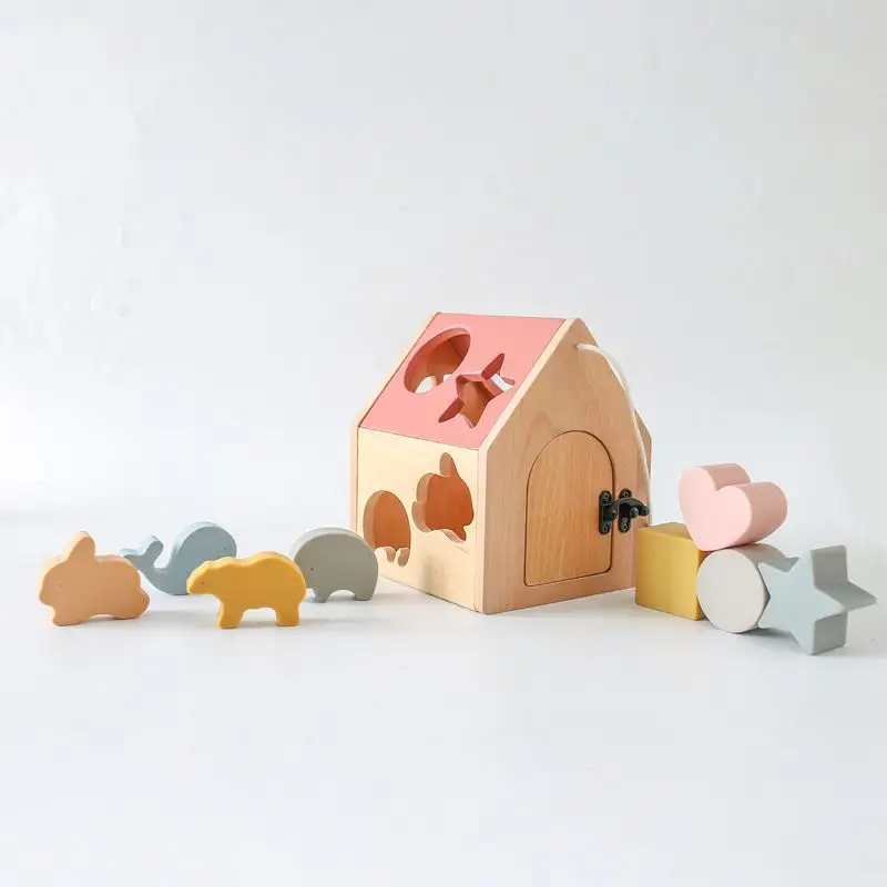 Brinquedos Montessori Nova Chegada Brinquedos De Madeira Quadril Forma De Madeira Casa Classificador Jogo Educacional Partida Para O Bebê Brinquedos De Madeira E Silicone