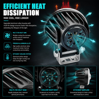 LELANPU Phare LED 2-en-1 pour Moto avec Anneau Lumineux RGB, Klaxon Intégré 110 dB, Lampe Projecteur Étanche IP67 pour Moto et VTT