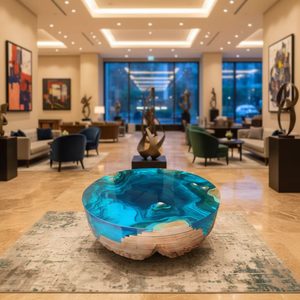 Mesa de Centro de Madera y Resina Wabi-Sabi Lake Abyss para Retiro de Bienestar Costero, <span class=keywords><strong>Club</strong></span> de Surf Independiente y Cafetería Temática Subacuática - Product Image 5