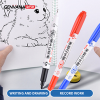 Marqueur pour tableau blanc Genvana à double pointe avec logo personnalisé, 3 couleurs, séchage rapide, double tête, pointe fine, effaçable