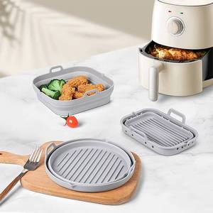 Round Pan <b>Silicone</b> Pot Mold Oil-Free <b>Baking</b> Tray Cooking Pans Food Grade Premium Foldable Air Fryer Liner for Fryers - Product Image 3