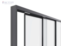 Fuson Top Puertas corredizas de vidrio Rejilla Puertas corredizas de ventana de vidrio Puertas exteriores de ventana corrediza Interior