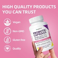 Capsules de Probiotiques en Gros Marque Blanche 50 Milliards d'UFC Soutien Immunitaire Santé Digestive Prébiotique Complément Alimentaire OEM