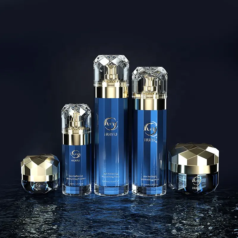 OEM Skin Care Products Cream Lotion Perfume Luxury Cosmetics Vacuum Glass Bottle Glass Jar Set With Pump Spray Bottle