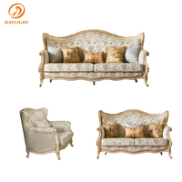 Ensemble de salle de séjour en bois massif, meubles en bois antique personnalisable, canapé villa classique français haut de gamme de luxe européen