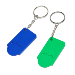 Coin Holder Plastic Keychain with Split Ring, Brand Souvenir for Exhibition, Cheap Key Chain
