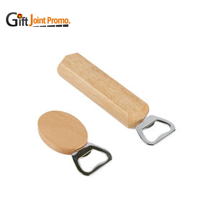 Рекламная открывалка для бутылок с деревянной ручкой, дизайн под заказ, деревянная открывалка для пивных бутылок