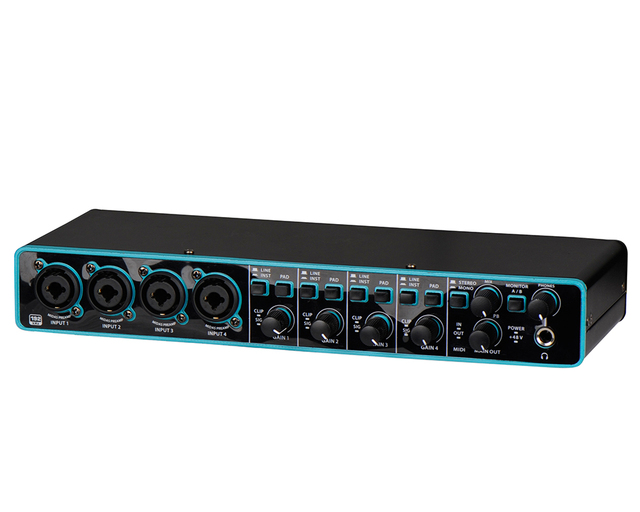 Professional 3rd Gen 4x4 USB PC Computer Audio Interface 24-Bit 192 kHz 48V Phantom Power Noise Cancelling Sound Cards