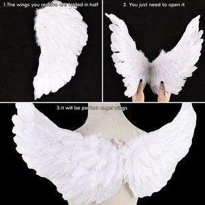 Bianco angelo <span class=keywords><strong>ali</strong></span> <span class=keywords><strong>con</strong></span> fascia naturale <span class=keywords><strong>piume</strong></span> a buon mercato all'ingrosso per la decorazione di Halloween festa di carnevale di nozze - Product Image 5