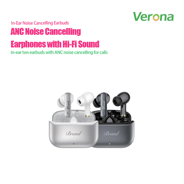 Premium Metal TWS In-Ear ANC Noise Cancelling True Wireless Earbuds Stereo Sound IPX-3 Waterproof Battery Life 5-10 Hours iPhone