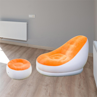 Sofá PUF inflable portátil de estilo japonés al por mayor con tapicería de tela otomana y función plegable