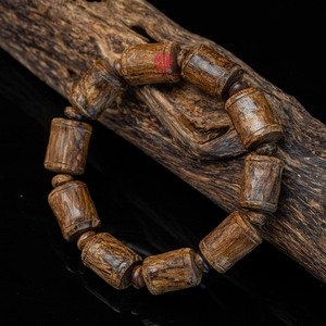 Bracelet de luxe en bambou et bois d'agar naturel, perles rares en bois d'oud, bijoux aromatiques spirituels 16,6g - Product Image 1