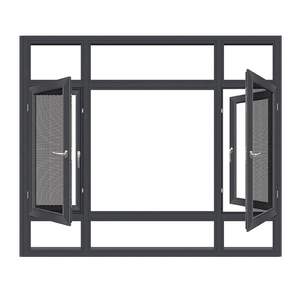 Ventana de Aluminio Negro con Vidrio Templado Personalizable, <span class=keywords><strong>Ventanas</strong></span> Abatibles <span class=keywords><strong>Rectangulares</strong></span> de Aluminio - Product Image 1