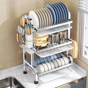 Étagère de rangement pour bols et plats en acier inoxydable robuste pour cuisine, avec égouttoir, prix usine, remise sur commande en gros - Product Image 1