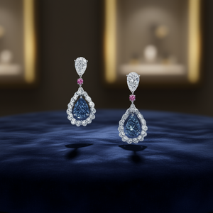 Orecchini Pendenti Classici da Donna con Zaffiro Blu, Taglio a Goccia, Cristallo e Strass, Gioielli da Sposa, Montatura a Griffe in Lega, Stile Goccia d'Acqua - Product Image 2