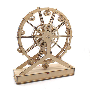 Rueda de la fortuna de madera M2, kit de ciencia DIY, modelo educativo para niños, juguete de aprendizaje STEM, forma geométrica, ensamblaje manual - Product Image 2