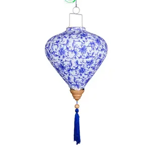 Flower Printed Hanging Cloth Lantern For Chinese New Year Home Durable Practical Bedroom Decoration Lanterns With Tassel