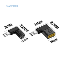 Adaptateur de chargeur PD USB C à angle droit 65W DC 7406 vers USB C, convertisseur 7,4*5,0 mm, chargeur d'ordinateur portable, adaptateur DC femelle vers type C mâle