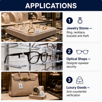 Étiquettes RFID de sécurité personnalisées UHF longue portée, petites, pour bijoux, lunettes, en PVC, PET, papier enduit