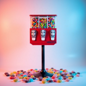 Distributeur de bonbons et de jouets en capsules à 3 têtes, commercial, avec support, garantie 1 an - Product Image 1