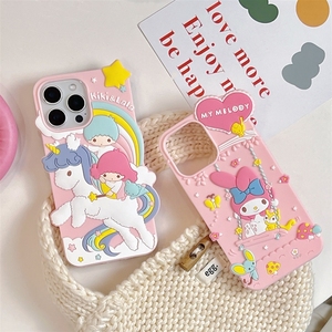 Coque de téléphone pour iPhone 11, 13/14 Pro, 15, 16, motif dessin animé double étoile Melody, protection contre les chutes - Product Image 3