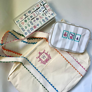 Bolsa de Mano Grande Personalizada con Logotipo Bordado, Bolsa de Compras de Gran Capacidad, Bolsa de Almacenamiento para Transportar Mahjong - Product Image 2