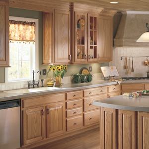 אי מטבח בצורת L מעץ אלון אדום אמריקאי, ארונות מטבח משולבים מעץ מלא בהתאמה אישית, גימור בצבע עץ מלא - Product Image 4