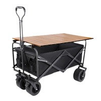Chariot de camping pliable d'extérieur, chariot de pique-nique, remorque de camping à quatre roues, capacité 150L, chariot de courses pour marché nocturne et rangement