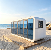 Cabine mobile contemporaine en acier, maison conteneur, bureau intelligent de luxe, pod préfabriqué 20ft 40ft