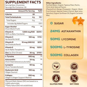 日焼け促進グミ - 10in1配合、肌の輝きサポート、砂糖不使用の日焼けサプリメント、ベータカロチンとアスタキサンチン配合 - Product Image 6
