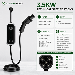 NACS Tesla-kompatibles 3,5kW 16A Tragbares/Wallbox EV-Ladegerät UL-zertifiziert Mode 2 <span class=keywords><strong>ICCB</strong></span> NEMA 14-50 5m IP55 für Zuhause und Garage 120-240V - Product Image 3