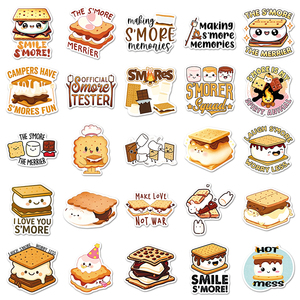 50 Pezzi Adesivi <span class=keywords><strong>Divertenti</strong></span> a Tema S'mores, Dessert e Biscotti, Direttamente dalla Fabbrica, per Piatti, Scrivania, Diario e Decorazioni - Product Image 3