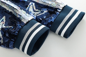 Áo khoác nữ màu xanh navy phối màu ombre đính sequin, kiểu dáng mùa đông, họa tiết trơn, phong cách cao bồi, size XL, khóa kéo, chất liệu dệt. - Product Image 4
