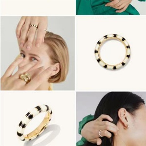 Anillos de Oro Chapado en Acero Inoxidable con Esmalte, Joyería de Moda - Product Image 5