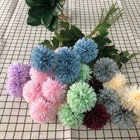 Bunga Krisan Bola 4 Kepala, Bunga Sutra Buatan, Bunga Dandelion, Bola Bawang Ping-pong, Rangkaian Bunga Pernikahan, Grosir Pabrik